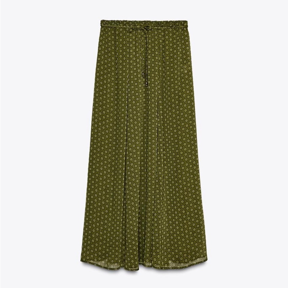 Zara Printed Maxi Skirt with Metallic Thread